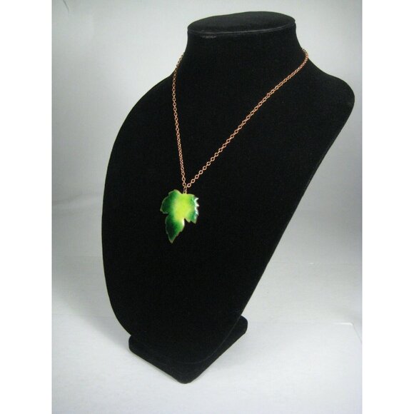 Necklace Earrings Screw Back Set 3 Grean 18 In VTG 40 Enamel Leaf CHAIN REPLACE - Picture 3 of 7